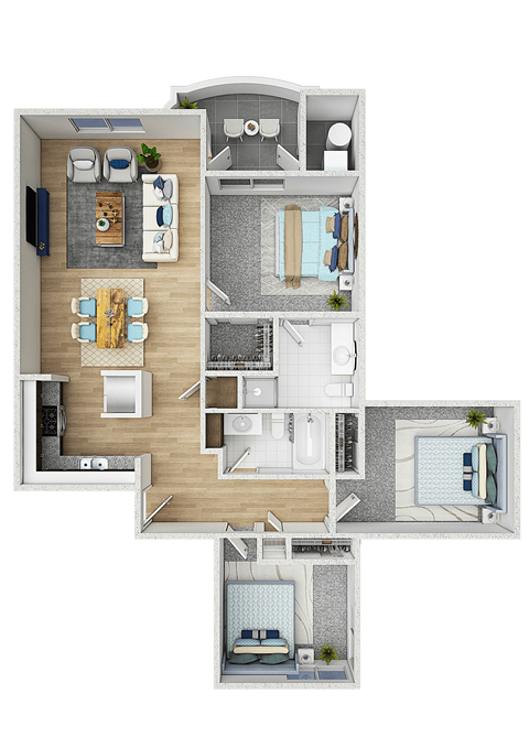 a floor plan of a house with a bedroom and a living room